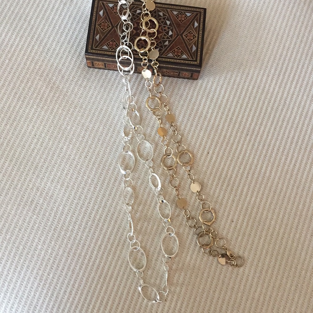 Set of two long link chain  necklaces